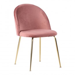 Jídelní židle GENEVE růžový samet,mosazné nohy