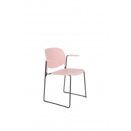 Jídelní židle s područkami STACKS WLL,plast růžový