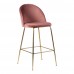 Barová židle LAUSANNE velvet růžová/nohy mosaz