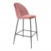 Barová židle LAUSANNE velvet růžová/nohy černé
