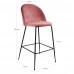 Barová židle LAUSANNE velvet růžová/nohy černé