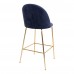 Barová židle LAUSANNE velvet modrá/nohy mosaz