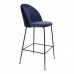 Barová židle LAUSANNE velvet modrá/nohy černé