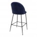 Barová židle LAUSANNE velvet modrá/nohy černé
