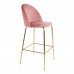 Barová židle LAUSANNE velvet růžová/nohy mosaz
