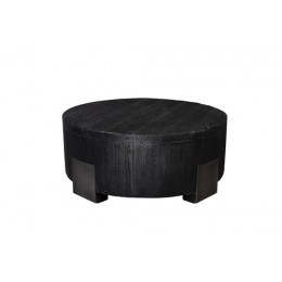 Konferenční stůl kulatý COALS DUTCHBONE Ø81 cm akáciové dřevo, černý