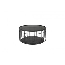 Odkládací stolek kulatý LANCE ZUIVER Ø 35 cm, černý skleněný