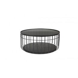 Odkládací stolek kulatý LANCE L ZUIVER Ø 80 cm, černý skleněný