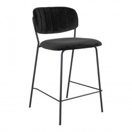 Barová židle ALICANTE černý samet, černá podnož