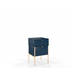 Noční stolek SKANDICA POLKA 38x59 cm, tmavě modrý a zlaté kovové nohy