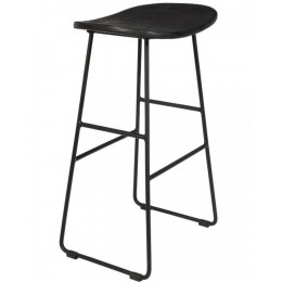 Teaková barová židle TANGLE WLL, 65 cm,černá