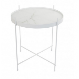Odkládací stolek Cupid Marble ZUIVER, Ø43 cm, bílý