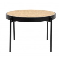 Ratanový konferenční stolek SPIKE Ø65 x 40 cm, ZUIVER černý/přírodní