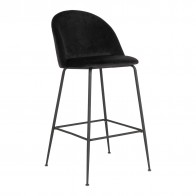 Barová židle LAUSANNE velvet černá, nohy černé