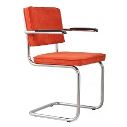 Jídelní židle RIDGE RIB Zuiver oranžová, s područkami, lesklý rám