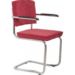 Jídelní židle RIDGE RIB KINK Zuiver červená, s područkami, lesklý rám