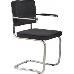 Jídelní židle RIDGE RIB KINK Zuiver černá, s područkami, lesklý rám