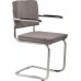 Jídelní židle RIDGE RIB KINK Zuiver šedá, s područkami, lesklý rám