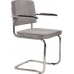 Jídelní židle RIDGE RIB KINK Zuiver světle šedá, s područkami, lesklý rám