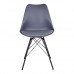 Jídelní židle OSLO House Nordic PU kůže šedá, nohy černý kov