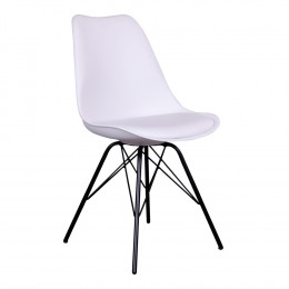 Jídelní židle OSLO House Nordic PU kůže bílá, nohy černý kov