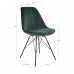 Jídelní židle OSLO House Nordic samet zelený, nohy černý kov