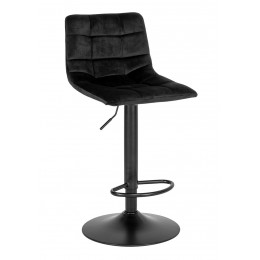 Barová židle MIDDELFART černý samet, černá podnož