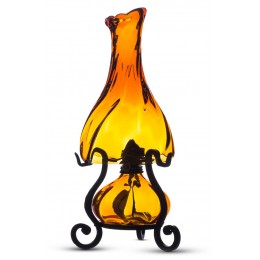 Petrolejová lampa z hutního skla ručně tvarovaná – Ambrový král