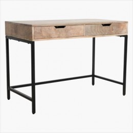 Konzolový stůl VINTAGE MANGO 2D RAW, dřevo, hnědé dřevo, černý kov