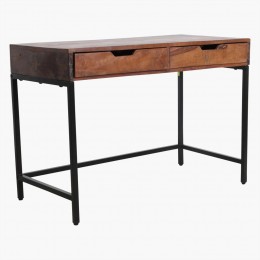 Konzolový stůl FACTORY 2D RAW, dřevo, hnědé dřevo, černý kov