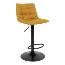 Barová židle MIDDELFART hořčicově žlutý samet, černá podnož