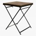 Bistro stůl FACTORY RAW, 60x60 cm, hnědé dřevo a černý kov, skládací