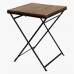 Bistro stůl FACTORY RAW, 60x60 cm, hnědé dřevo a černý kov, skládací