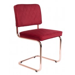 Jídelní židle DIAMOND Zuiver červená, podnož měď
