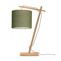 Stolní lampa ANDES 1815, bambus přírodní a lněné stínidlo, zelená