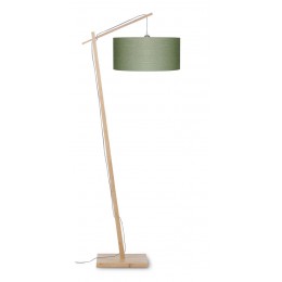 Stojací lampa ANDES 4723, bambus přírodní a lněné stínidlo, zelená