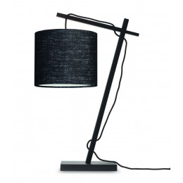 Stolní lampa ANDES 1815, bambus černý a lněné stínidlo, černá