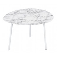 Odkládací stolek OVOID MARBLE PT, Ø51 cm, bílý