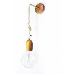 Nástěnná lampa závěs - dřevo a len
