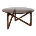 Konferenční stolek NAIA Dutchbone Ø80 cm, tmavé dřevo i sklo