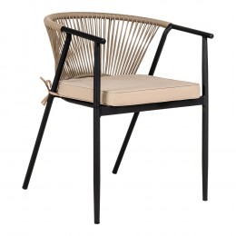 Zahradní židle s područkami NAPOLI House Nordic, béžová s černým rámem