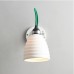 Nástěnná lampa HECTOR BIBENDUM BTC, kostní porcelán a mosaz, kabel zelený, vypínač
