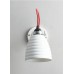 Nástěnná lampa HECTOR BIBENDUM BTC, kostní porcelán bílý, kabel červený, vypínač