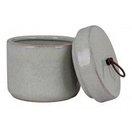 Dóza s víkem CEJAR, šedá keramika, ø10,5x10 cm