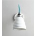 Nástěnná lampa HECTOR BIBENDUM BTC, kostní porcelán bílý, kabel modrý, vypínač