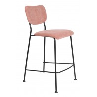 Barová nižší židle BENSON Zuiver, růžová/nohy černé