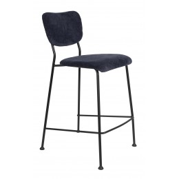 Barová nižší židle BENSON Zuiver, tmavě modrá/nohy černé