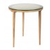 Odkládací kulatý stolek HARU WLL ⌀45 cm, dub+ratan+sklo, béžový