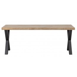 Jídelní stůl TABLO Alkmaar, WOOOD, 180x90 cm, mangové dřevo a černý kov, nohy X, RK