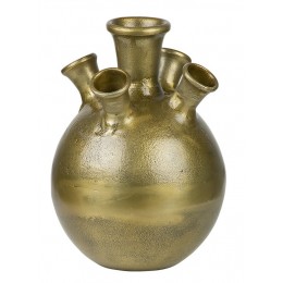 Váza kovová TULIP, Mars & More, zlatá barva, Ø22x28 cm
